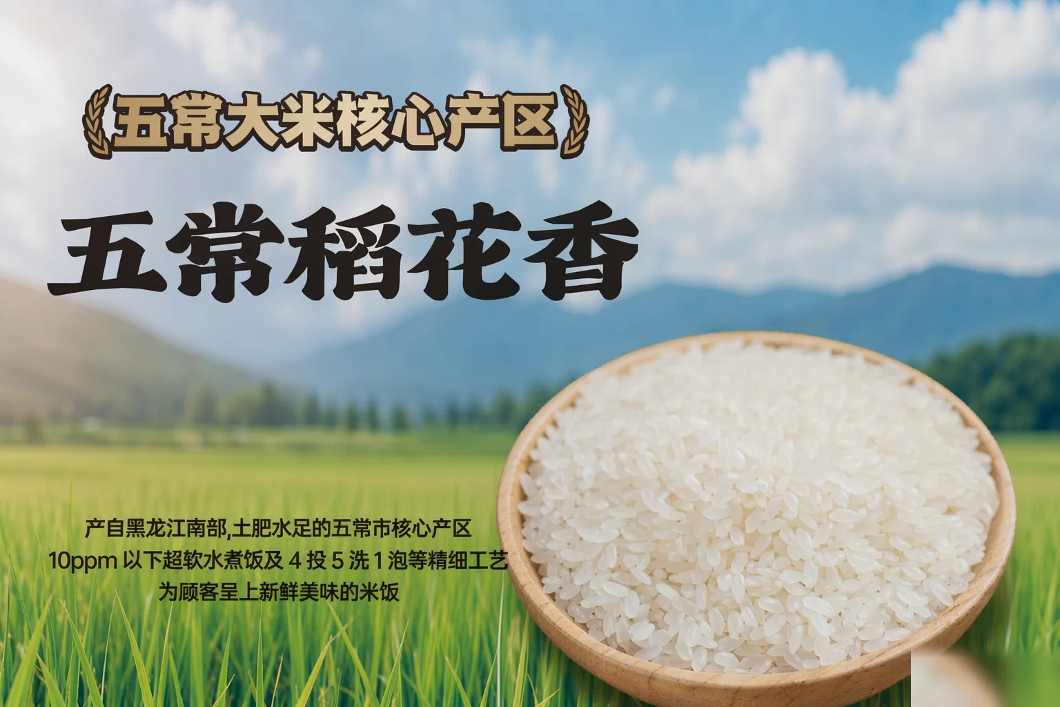 香满棠门店灯箱海报：五常稻花香大米